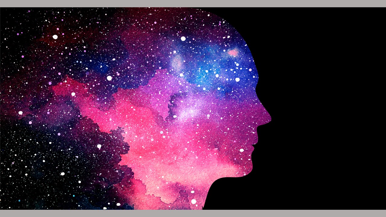 Face silhouette with galaxy